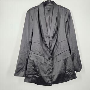 Torrid women SZ 1 Deep Black Soho Satin Blazer Career Refined Casual Classic